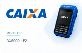 Caixa — terminais compatíveis: DX8000 · P2
