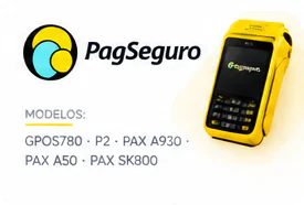 PagSeguro — terminais compatíveis: GPOS780 · P2 · PAX A930 · PAX A50 · PAX SK800
